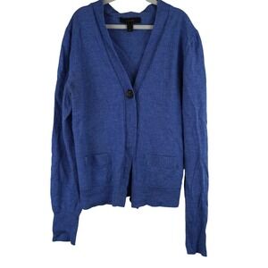J. Crew‎ Blue Merino Wool Cardigan Sweater With Pockets Size S Preppy Academia